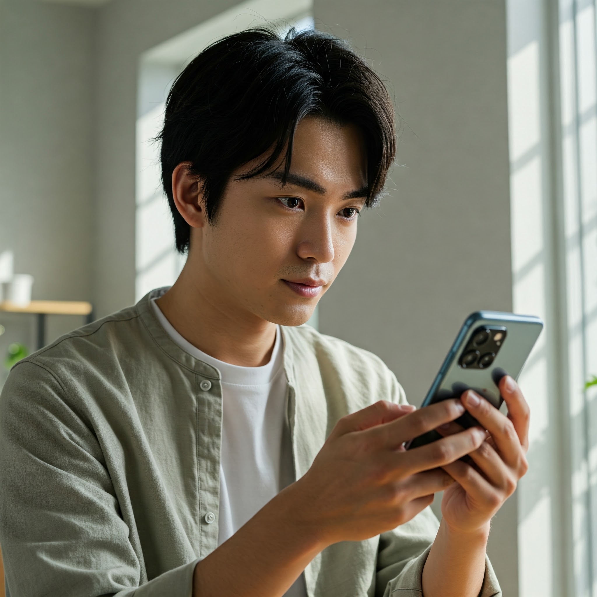 スマホを見ている男性