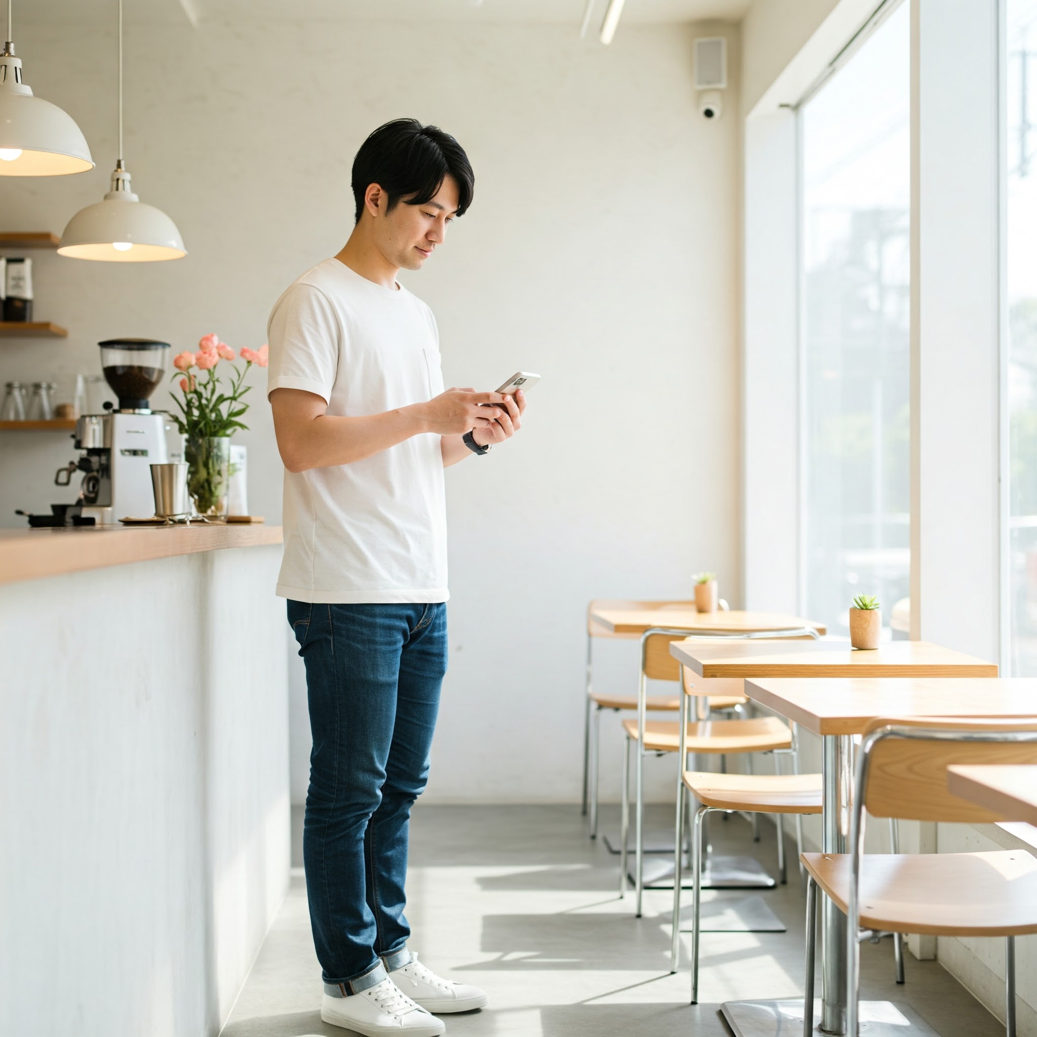 店にいる男性