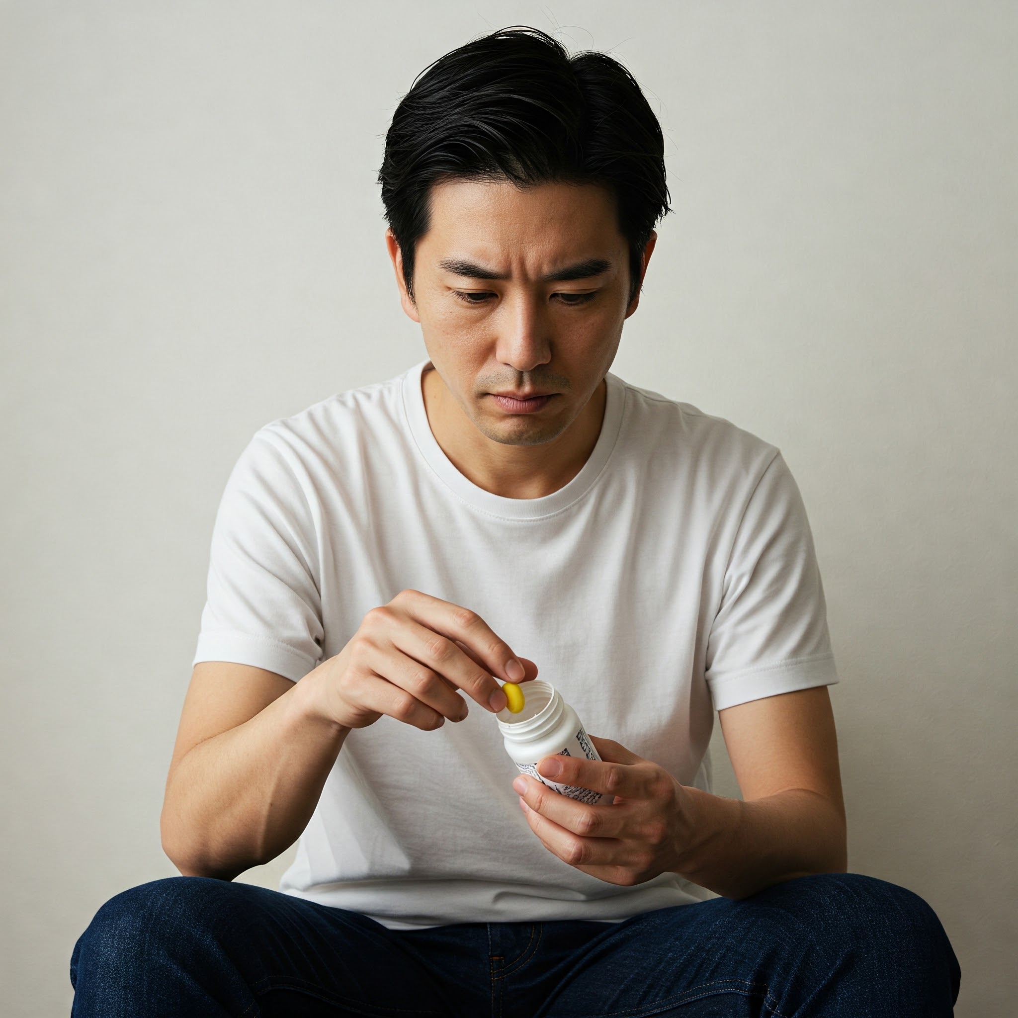 肝臓パワフル習慣を飲む男性