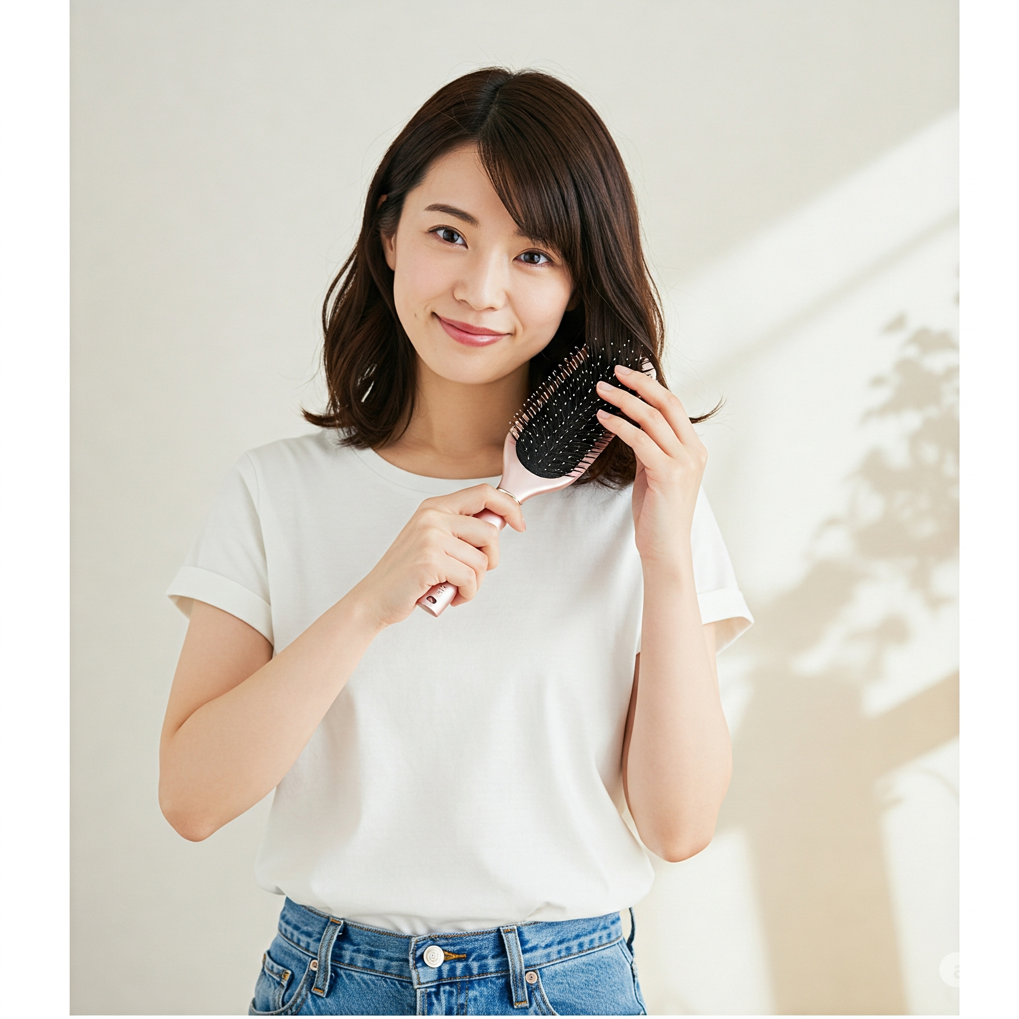 リファ ヘアブラシを使っている女性