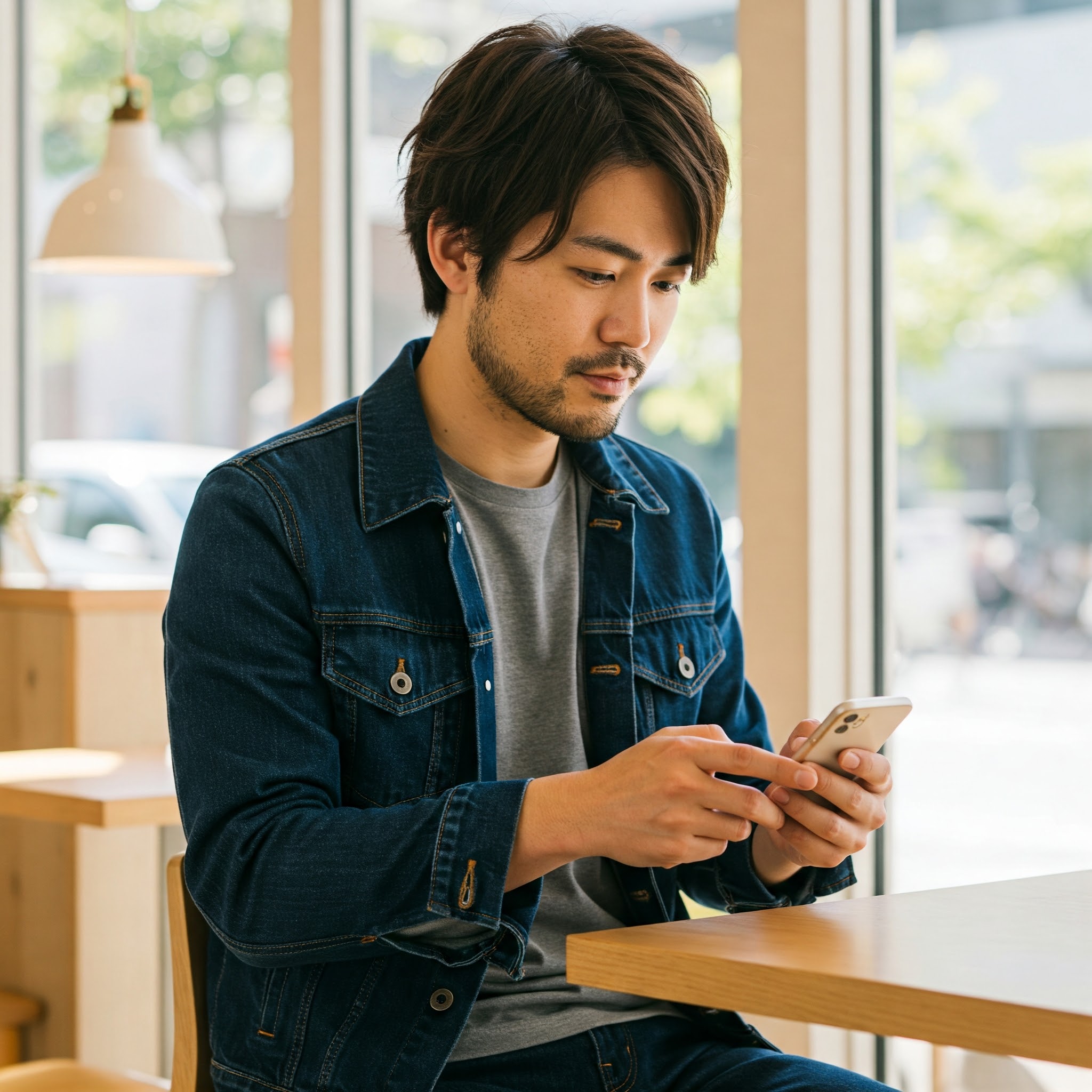 スマホをしている男性