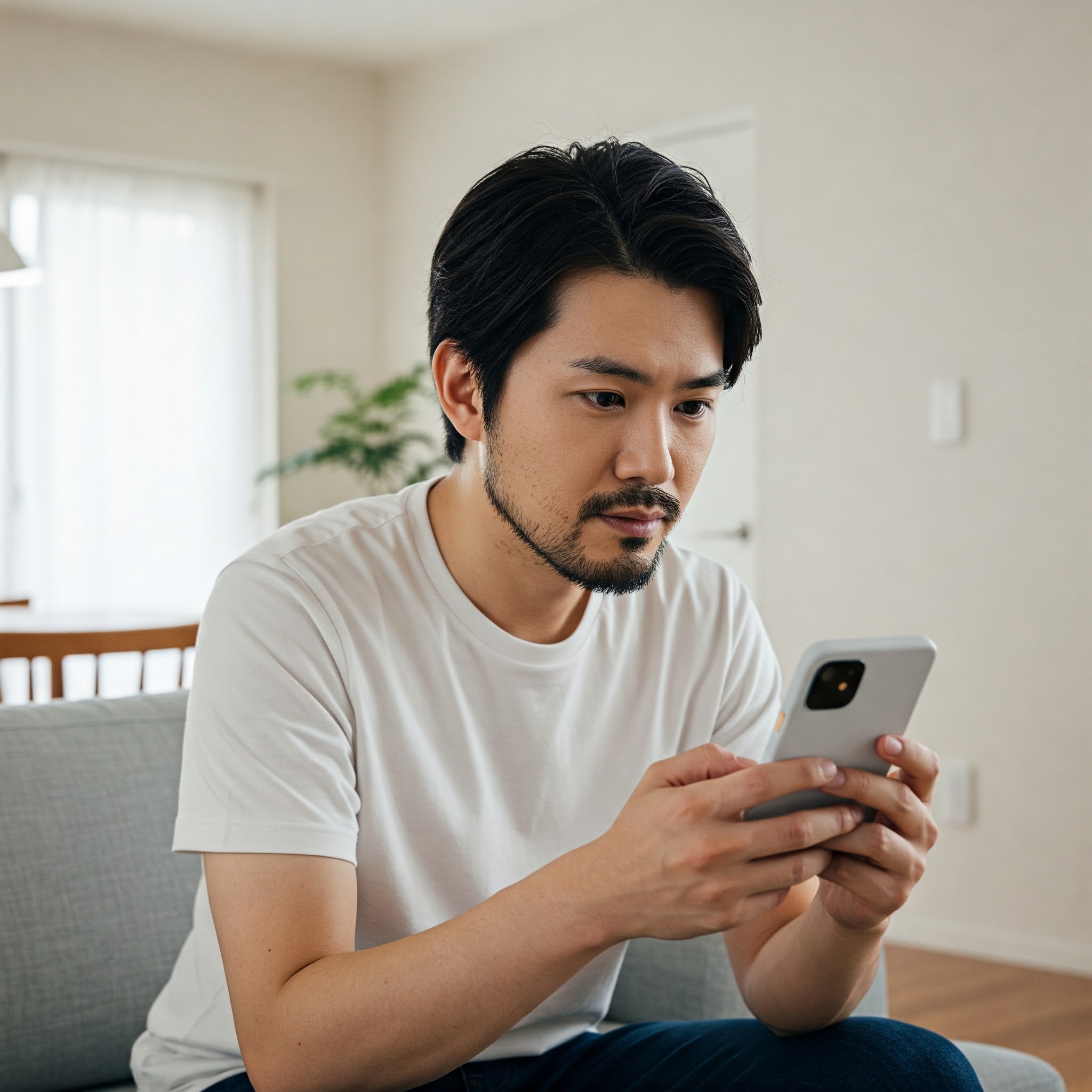 ユーチューブを見ている男性