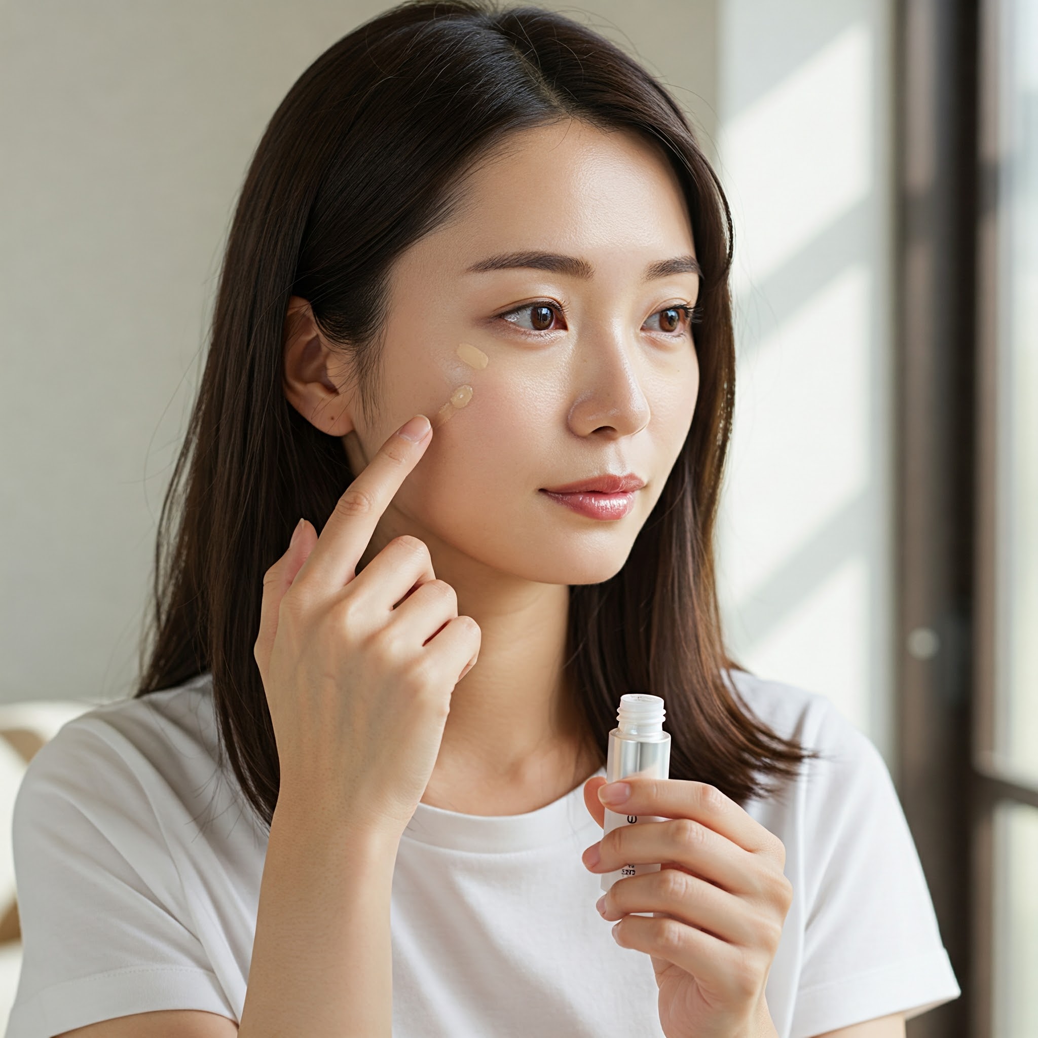 メイクする女性
