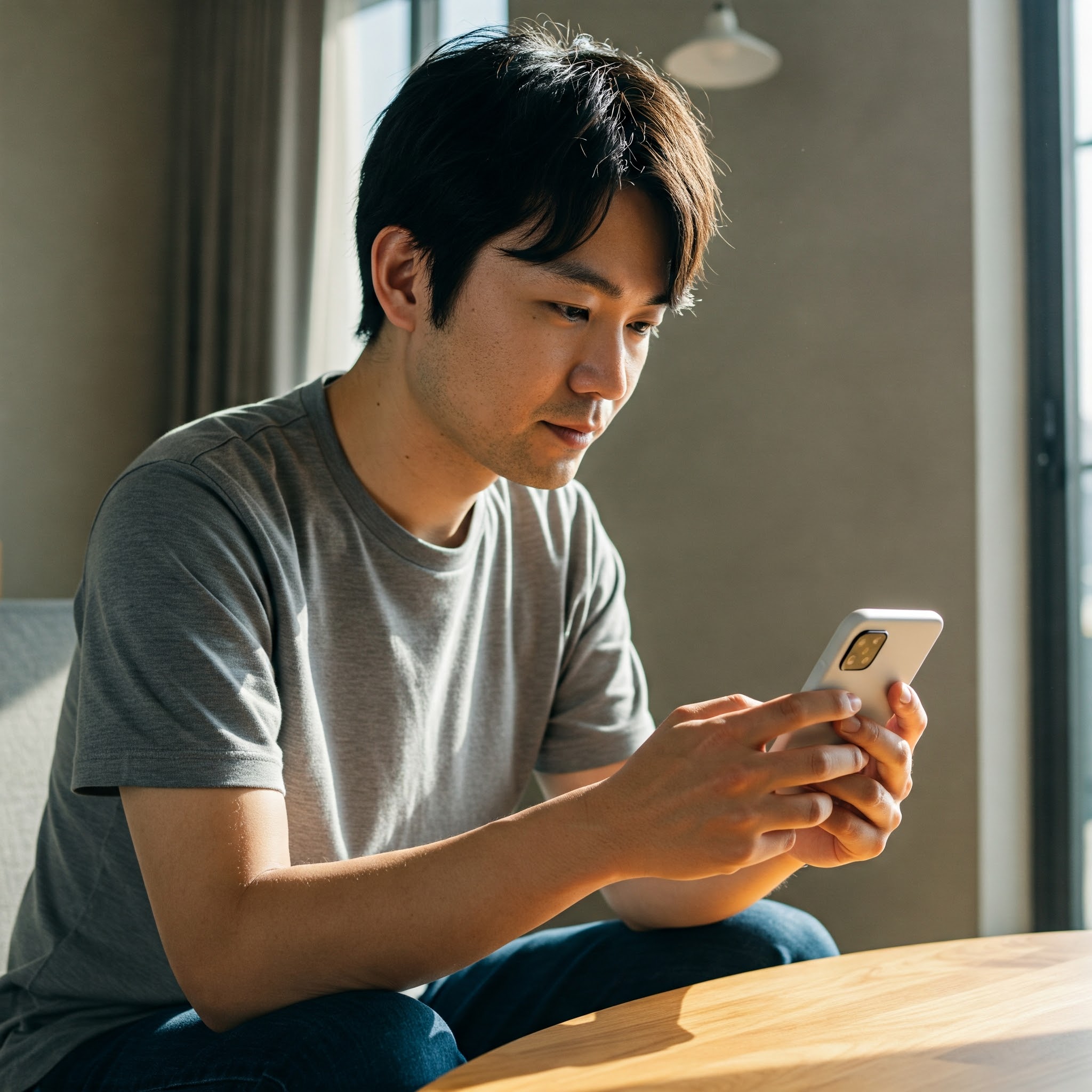 座っている男性