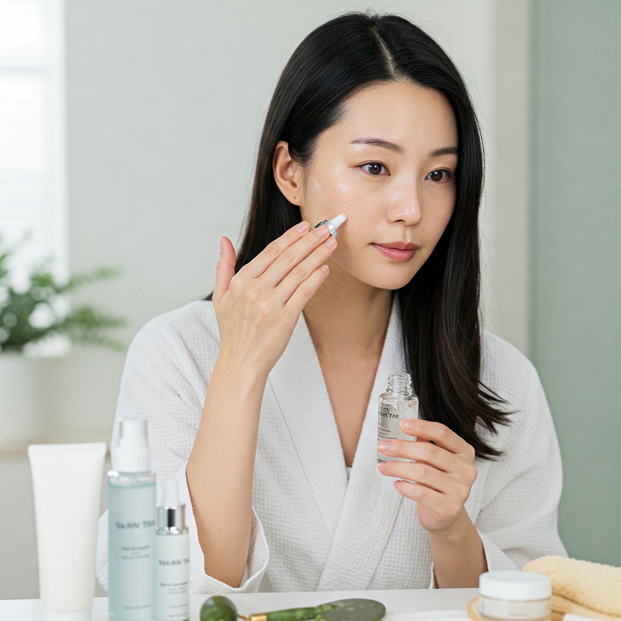 シミ対策をする女性