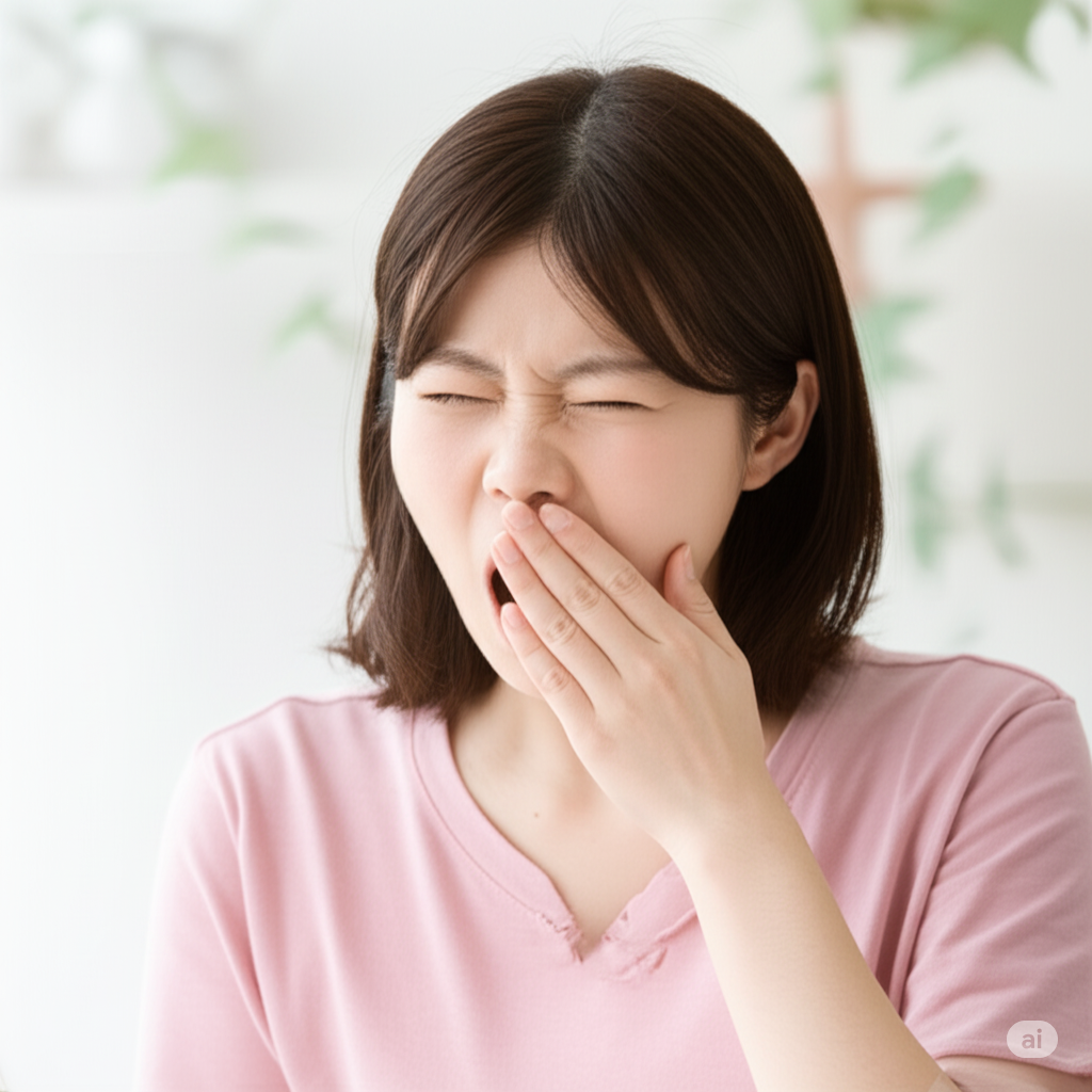 くしゃみをする女性