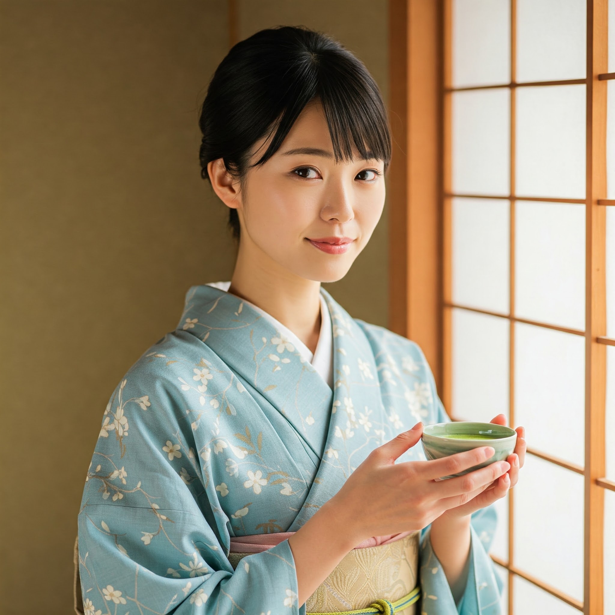 お茶を飲む女性