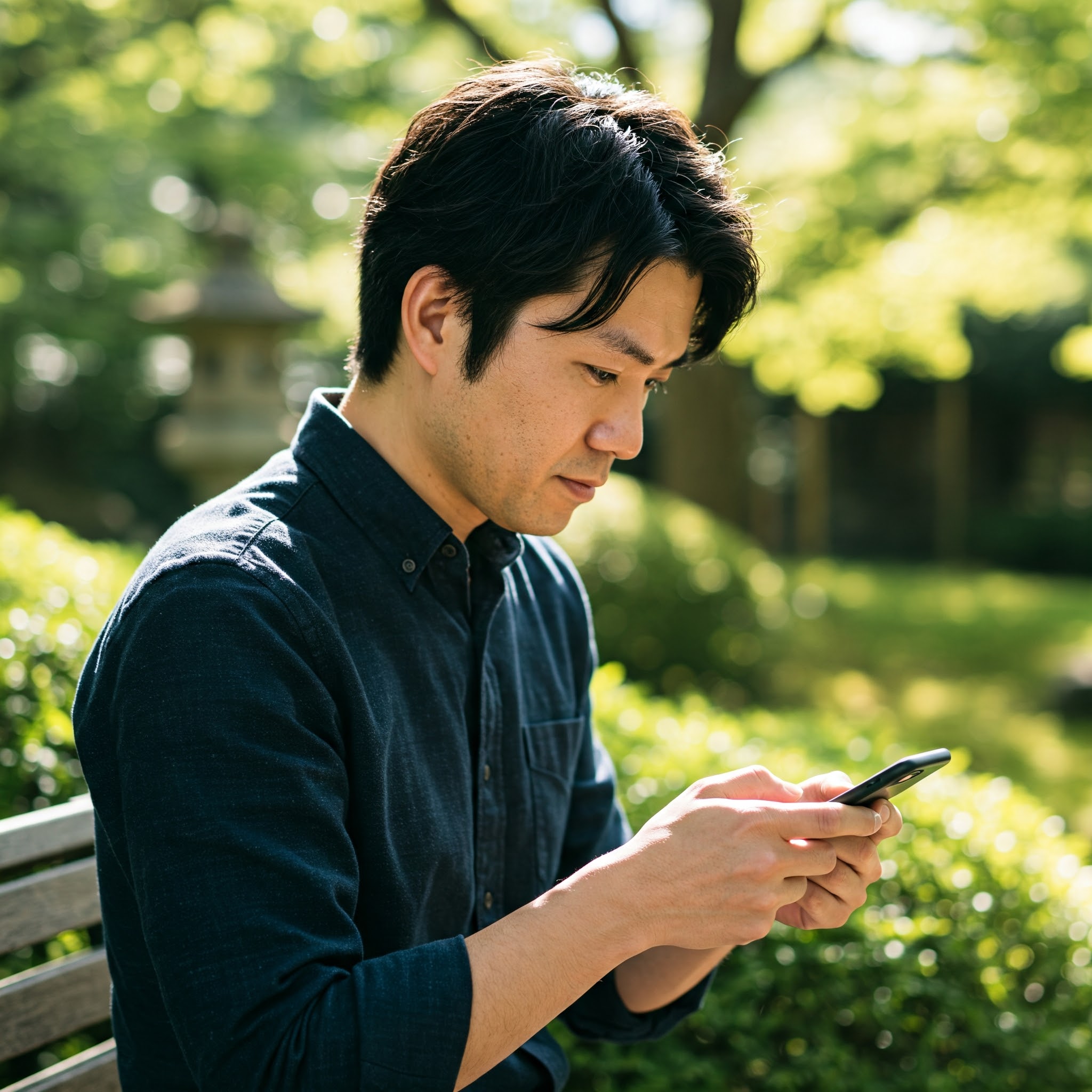 公園の若い男性