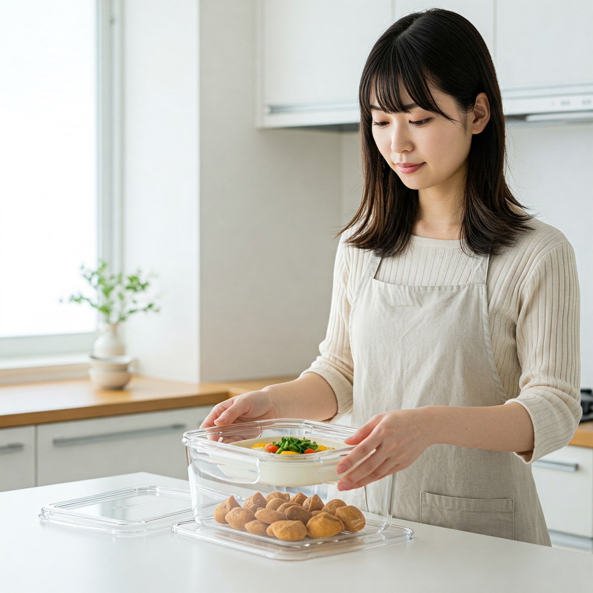 料理する女性