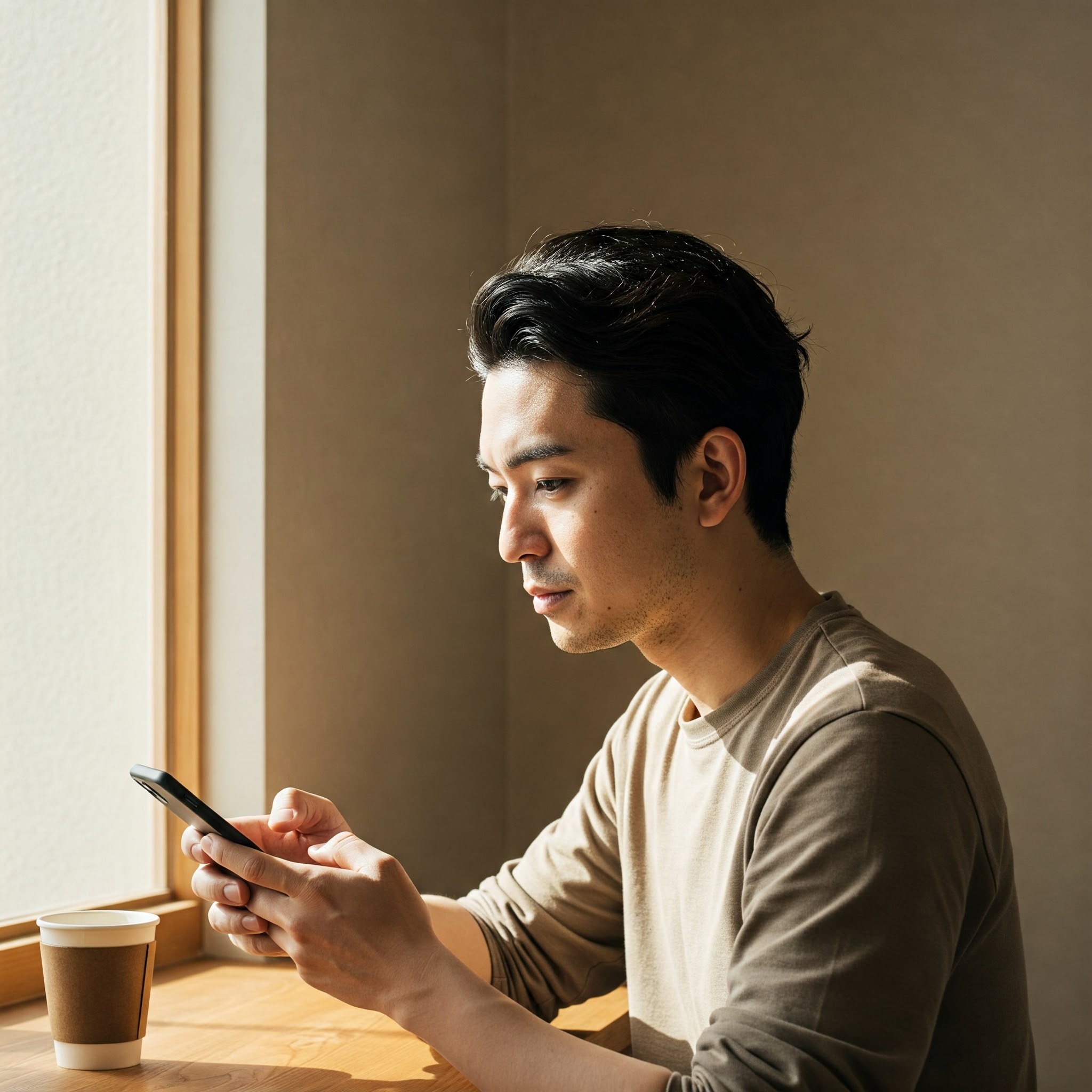 スマホでユーチューブを見る男性