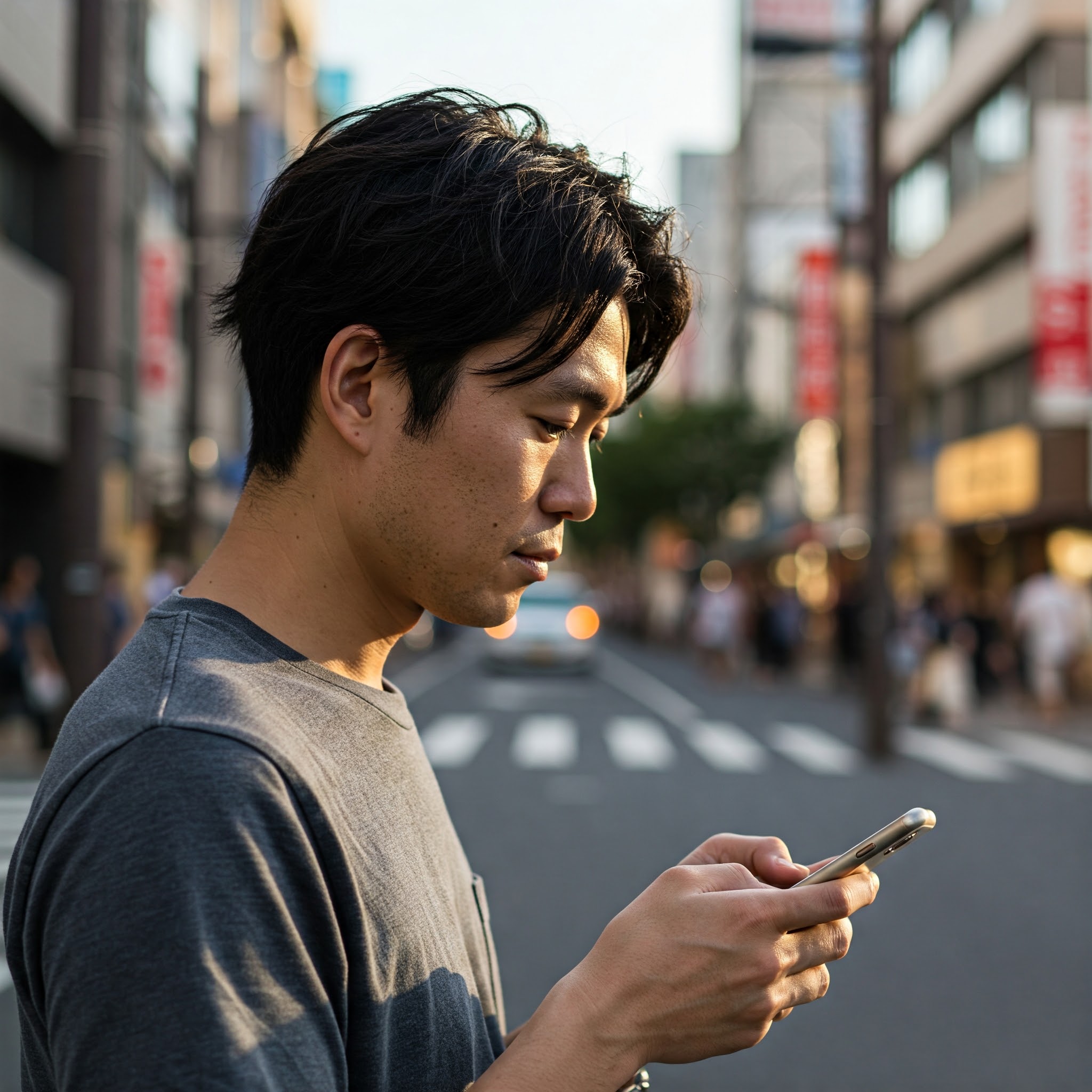 スマホを見ている男性