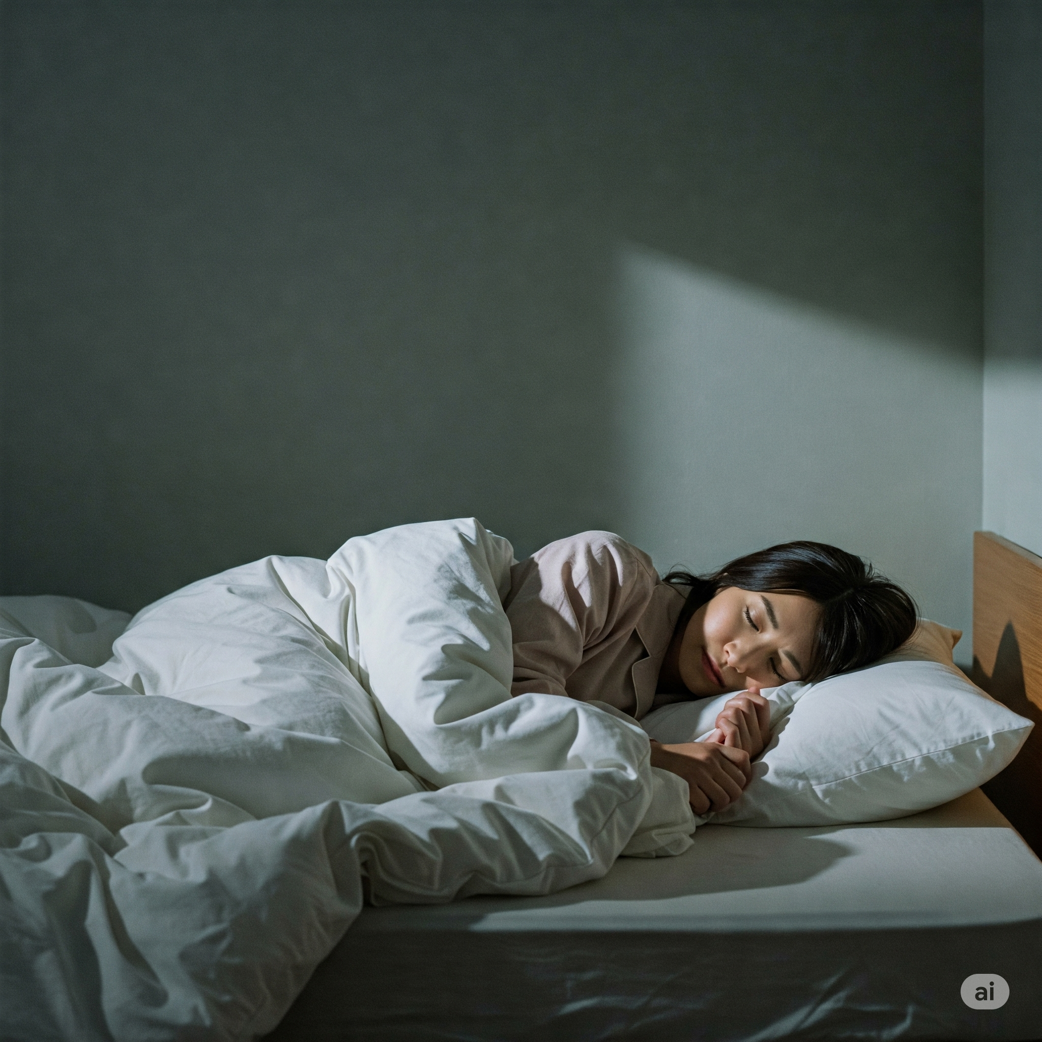 おひさましょうがを飲んで眠る女性